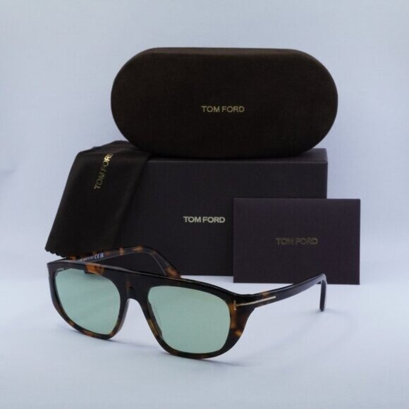 Tom Ford Edward FT1002 52N Aviator Sunglasses - Dark Havana/Green Photochromic - Picture 1 of 9